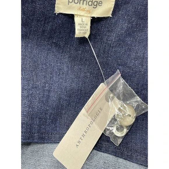 Anthropologie Porridge Midi Dress Women Denim Hardware Preppy Vacay Large NWT - Picture 12 of 12